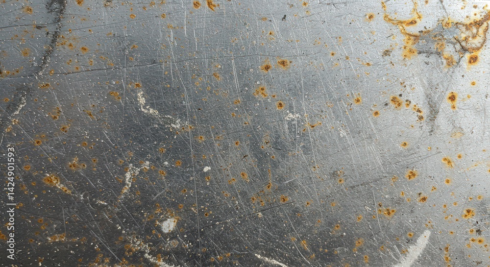 Poster Abstract Metallic Surface Showing Rust and Scratches with Aged Texture