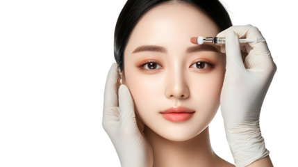 Young woman receives skincare treatment with focus on beauty routine