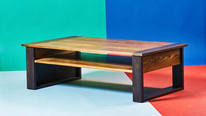 Rustic Modern Coffee Table Natural Pine Wood & Metal Frame
