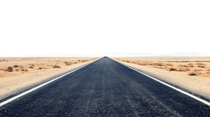 Empty Road Stretching Through Vast Desert Landscape Under Clear Sky