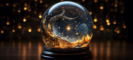 Mini world of eclipse moon star in round glass jar, ai generative