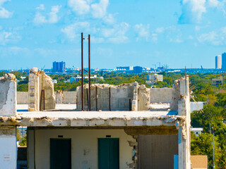 Aerial photo building roof soon to be demolished. Drone Miami photography