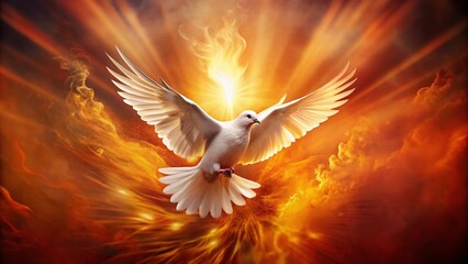 Pentecost Sunday Holy Spirit Dove Fire Background, Christian Religious Festival Image
