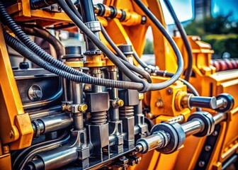 Powerful Industrial Machinery: Close-up of a Bobcat Machine's Hydraulics