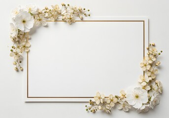 Elegant floral frame design white space with cream flowers and delicate arrangement