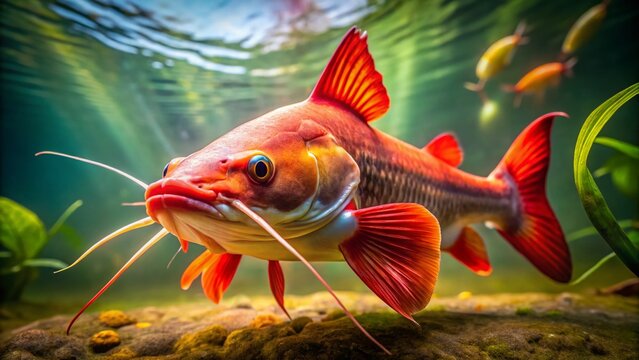 Redtail Catfish Portrait: Close-up Underwater Fish Photography
