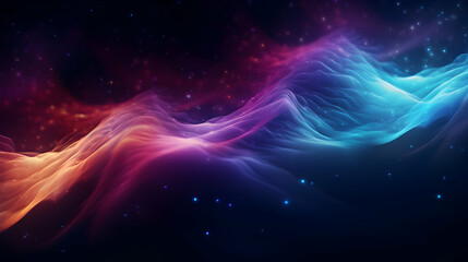 Obraz premium Celestial Reverie: Ethereal Waves of Light and Color in a Cosmic Landscape