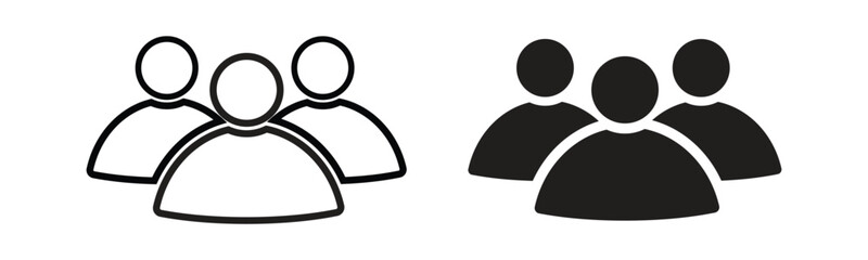 People, group, team icon, line and solid version