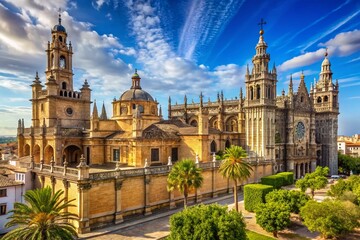 Seville Cathedral Spain: Majestic Gothic Architecture Stock Photo
