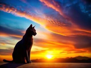 Silhouette of Brown Cat at Sunset, Cost of Pet Ownership Concept