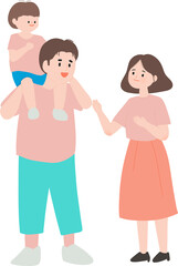 family, parents, child, father, mother, happy, smiling, parenting, love, together, cartoon, cute, bonding, kid, illustration, walk