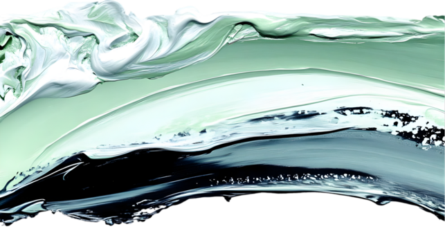 Abstract Digital Illustration of Green Blue and White Fluid Waves against Transparent Background