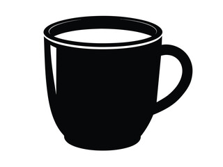 A single black coffee mug, a ceramic beverage object, is isolated on a white background, appearing blank and empty with a handle, suitable for a hot espresso drink, typically enjoyed at breakfast or i