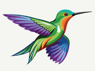 Obraz premium A flying hummingbird, a tropical bird with a long beak, sips nectar from a vibrant flower in a nature illustration