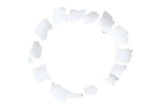 Abstract Illustration of White Torn Paper Circle with Isolated Black Background