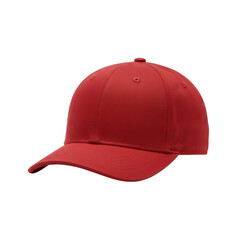 Fototapeta premium Red plain baseball cap mockup, front view, no logo, transparent background