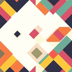 Abstract Geometric Pattern with Colorful Rectangles and Squares Design