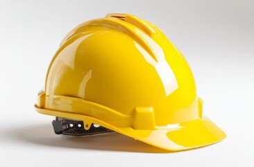 Fototapeta premium Safety First: A Yellow Hard Hat's Construction Site Protection, Ensuring Worker Safety Globally.