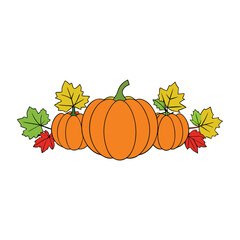 A vibrant autumn harvest border featuring pumpkins surrounded by colorful fall leaves, capturing the essence of the season with rich oranges, reds, and yellows. Perfect for festive decor!