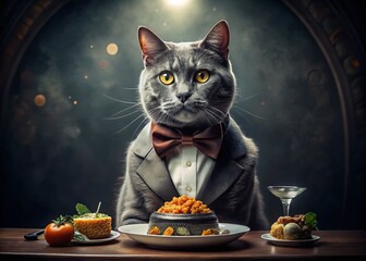 Superpowered Feline Feast: Gourmet Cat Food Photography