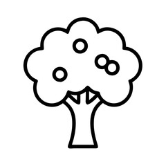 apple tree line drawn outline vector art - illustration of apple tree isolated transparent background