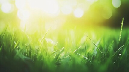 Obraz premium Sunlit grass field nature photography vibrant environment close-up view serenity and growth