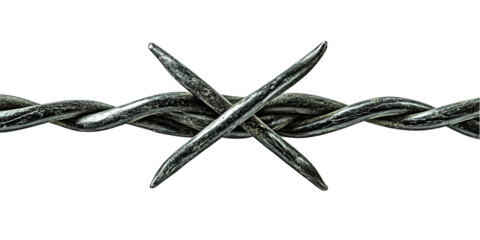 Abstract Illustration of Barbed Wire Crossing with Metallic Texture on Black Background