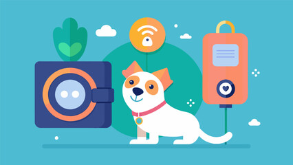 Never miss a milestone moment with your pet a wearable camera ensures you capture their best memories.. Vector illustration