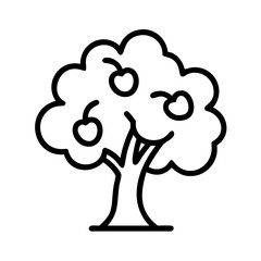 cherry tree line drawn outline vector art - illustration of cherry tree isolated transparent background