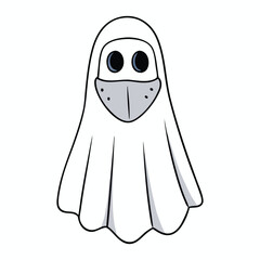A spooky ghost draped in a haunting Halloween mask, ready to spook with its eerie presence. A blend of mystery and fear, perfect for a night of ghostly fun and fright!