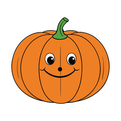 A single Halloween pumpkin with a wide, cheerful grin, glowing from within. Its carved smile brings a playful, spooky charm to the dark October night.