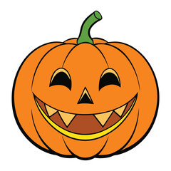 A single Halloween pumpkin with a wide, cheerful grin, glowing from within. Its carved smile brings a playful, spooky charm to the dark October night.