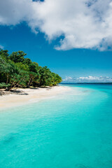 Stunning turquoise waters and sandy shores of Bokissa Island in Vanuatu under a bright sunny sky