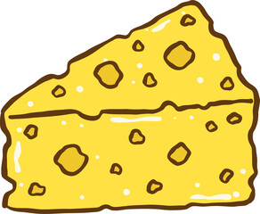 Illustration of Yellow Cheese Wedge, Farmer Market