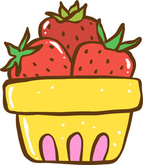 Cute Strawberries in a Yellow Crate Basket Farmer Market