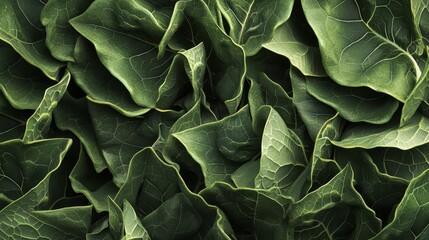 Obraz premium Vibrant green leaf patterns nature close-up photography lush environment top-down view organic textures for freshness