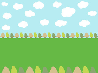 잔디밭과 구름 하늘