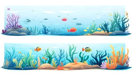 Obraz premium Vibrant Collection of Underwater Landscapes with Colorful Fish and Marine Life