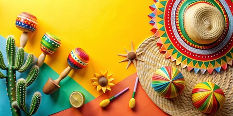Obraz premium Vibrant Mexican Fiesta: Colorful Clipart Style Illustrations