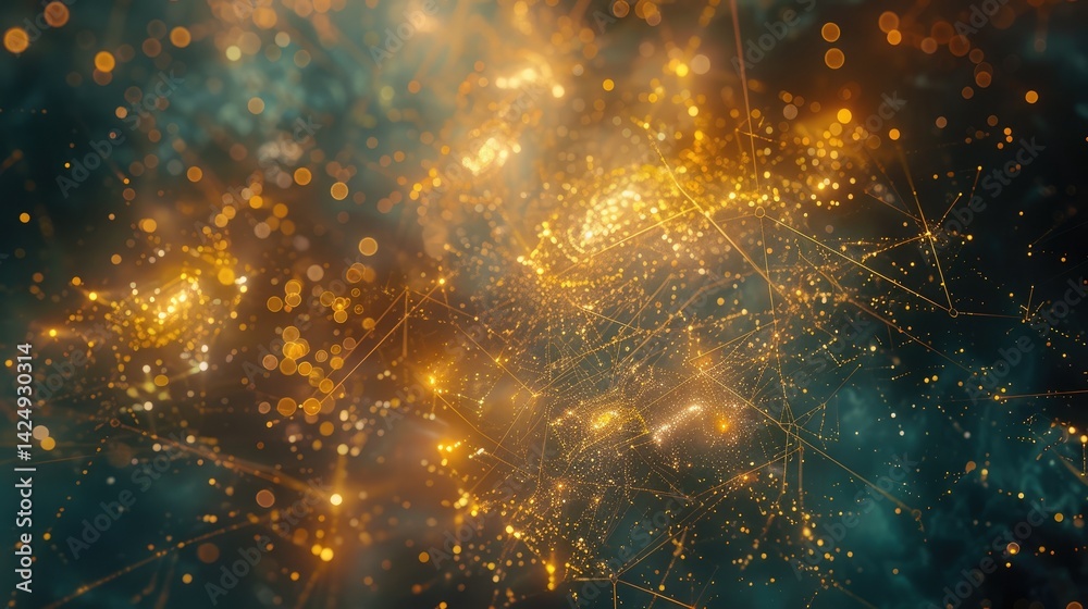 Poster experience a captivating abstract representation of ethereal nodes pulsating within a celestial expa