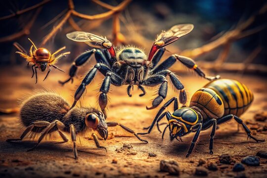 Vintage Photo:  Most Dangerous Insects - Close-Up of Deadly Bugs