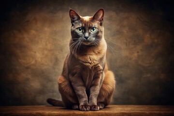 Obraz premium Vintage Photo of Adorable Choco Brown Cat Posing