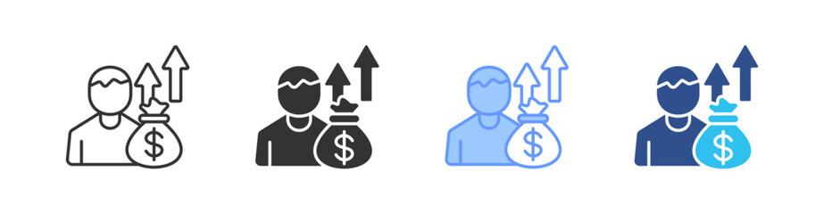 Growth Multi Style Icon Set Vector 