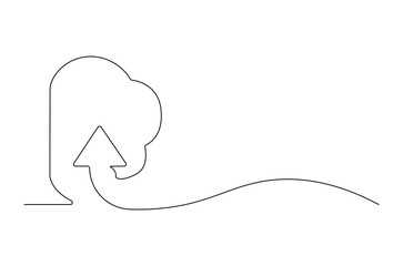 Continuous one line drawing of download sign phone,laptop,computer. Single line drawing illustration of Download sign. Download icon concept vector art. Doodle line illustration.