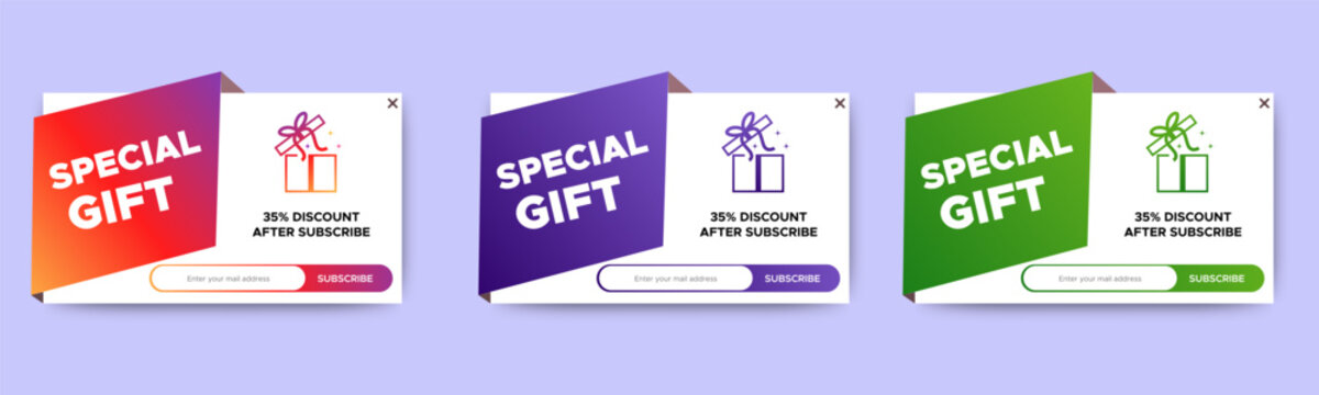 Special Gift free for subscriber banner pop up template. vector