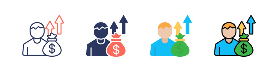 Growth Multi Style Icon Set Vector 