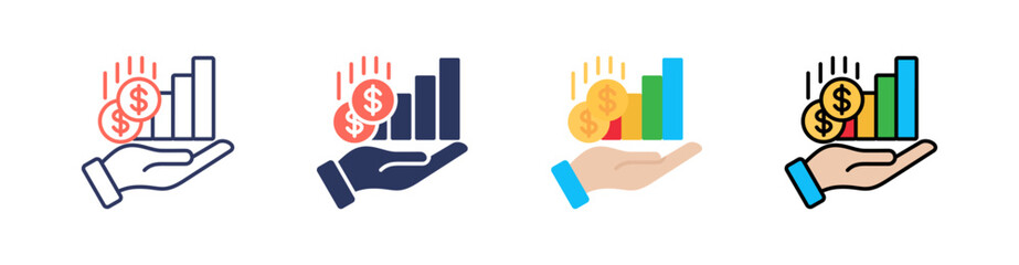 Profit Multi Style Icon Set Vector 