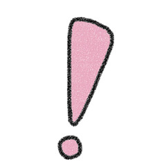 シンプルな可愛い手描きのビックリマーク（ピンク）