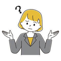 お手上げなスーツ姿の女性のイラスト