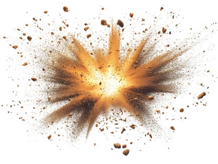 Explosive Burst of Orange and Brown Particles on Transparent Background Illustration
